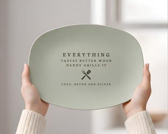Personalized Dad Grill Plate - Custom BBQ Father's Day Gift