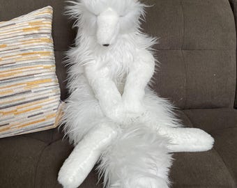 MADE TO ORDER! Not in stock, Arctic Fox Plush, lightly weighted and huggable, handmade