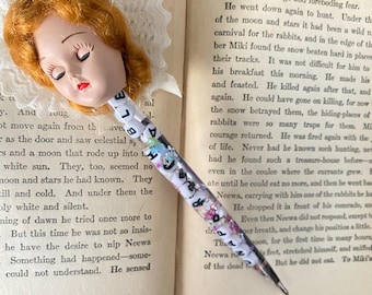 Vintage Doll Head Resin Pen- Red Ink- Unapproachable