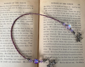 Purple Dragonfly Charmed Beaded Bookmark