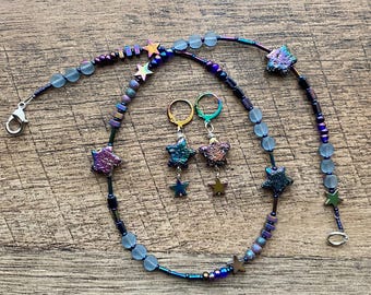 Mystical Oil Spill Necklace and Earring Set