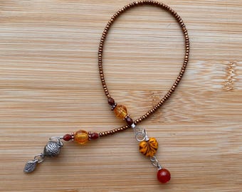 Copper Brass Golden Brown Beaded Fall Inspired Bookmark