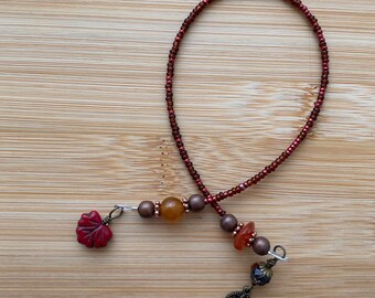 Copper Carnelian Reddish Brown Beaded Fall Inspired Bookmark