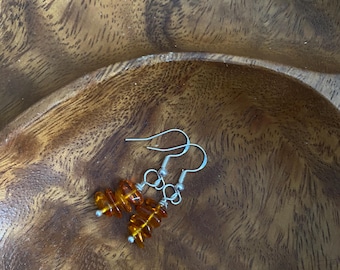 Golden Amber Beaded Earrings