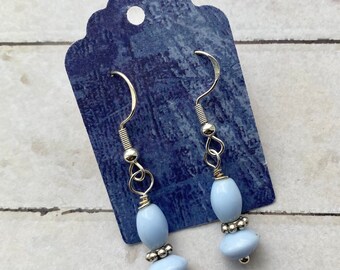 Vintage Periwinkle Blue Beaded Upcycled Earrings