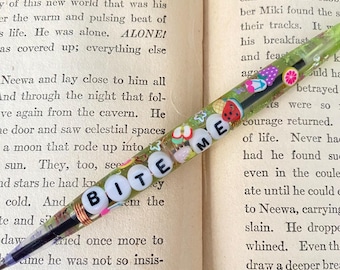 Green Fruity Bite Me Resin Pen- Black Ink
