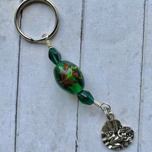 Rana en Lily Pad Llavero Fob Joyería Monedero Accesorio con Cuentas de Vidrio Verde