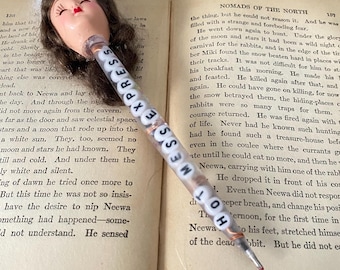 Vintage Doll Head Resin Pen- Black Ink- Hot Mess Express