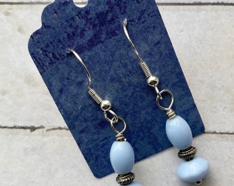 Vintage Periwinkle Blue Beaded Upcycled Earrings