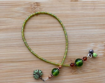 Green Beaded Spring Inspired Bookmark