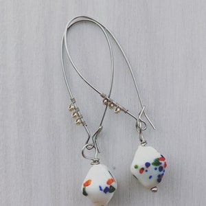 Funky Colorful Milk Glass Beaded Minimalist Earrings