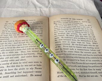 Green Resin Strawberry Shortcake Head Pen- Red Ink- Nope