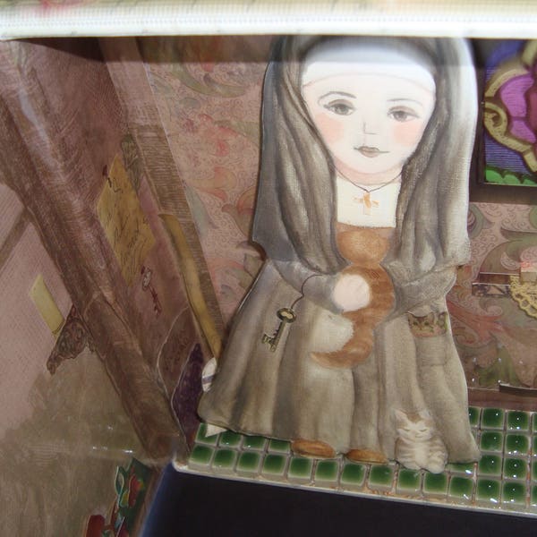 Sainte Gertrude of Nivelles shadow box art