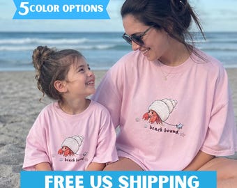 Camiseta a juego para vacaciones familiares, viaje de verano a la playa, unisex, para niños pequeños, con estampado de vida marina y océano.