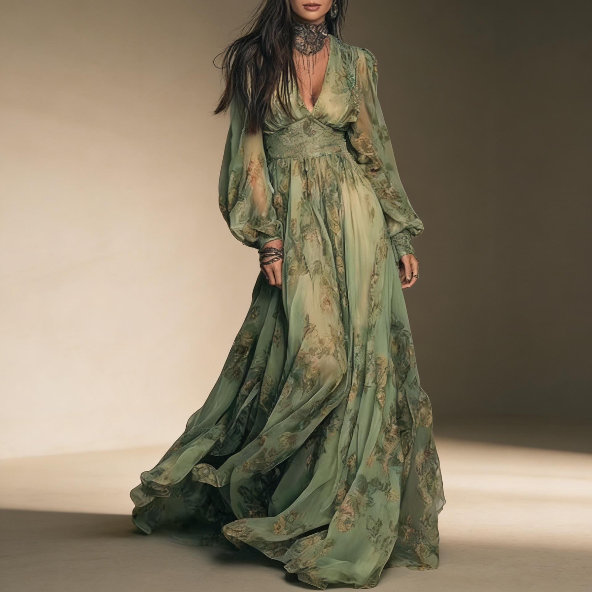 Green Boho Maxi Dress - Etsy Green Boho Maxi Dress - Etsy