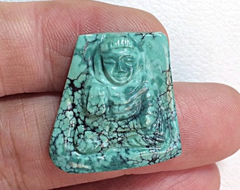 25x25x6 mm Natural Turquoise Gemstone GOD BUDDHA Hand Carved Statue article for prayer worship at home decor meditation figurine .
