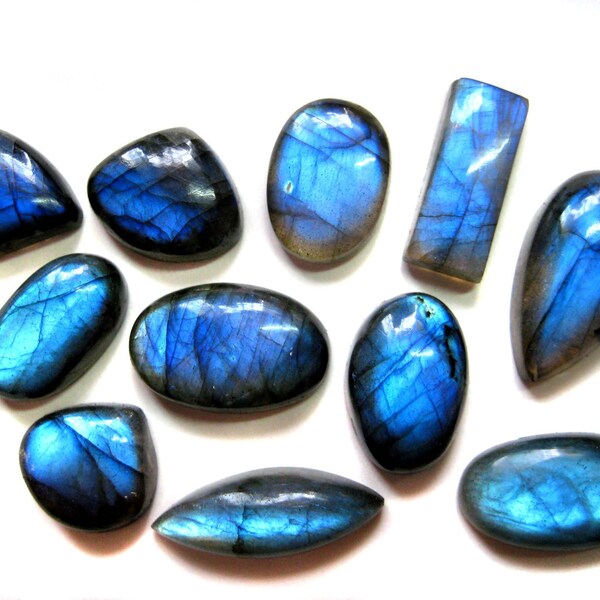 Fine Quality Blue Flashy Labradorite Gemstone Cabochon pieces lot , blue fire labradorite cabochons used in jewellery making