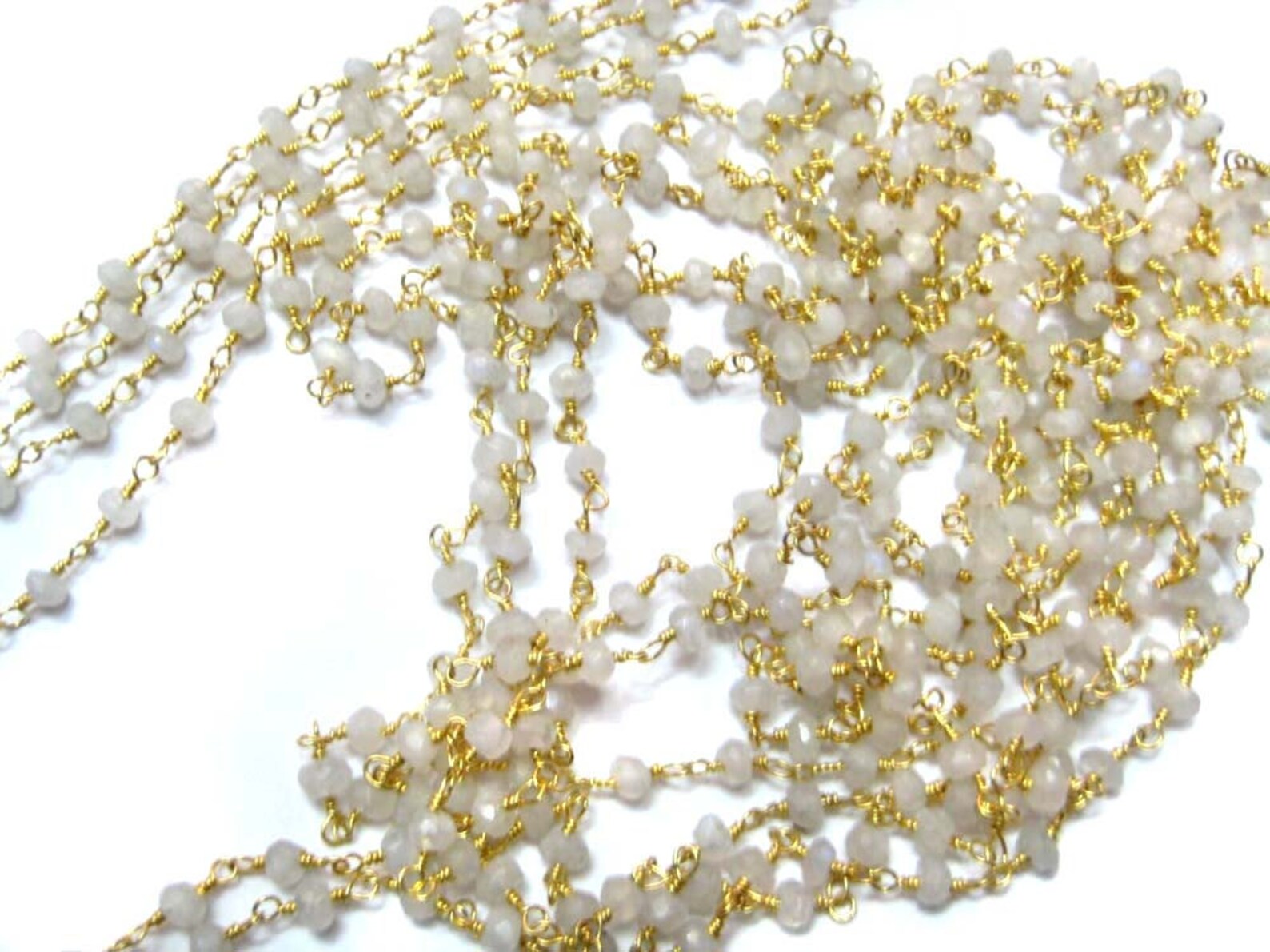 Rainbow Moonstone Gemstone Gold Plated Beaded Chain Spool Etsy