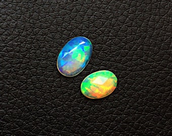 AAA Quality Faceted Ethopian Welo Opal Oval , Shape Gemstone Cabochons 2 pieces lot, eye clean welo opals  jewelry making