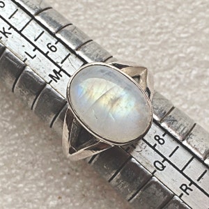 Rainbow Moonstone 14x10mm Oval Cabochon Sterling Silver Ring Daily Wear Birthstone FineGemstone Bella Swan Ring Christmas Gift Girls Jewelry