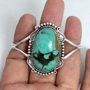 Bella cuff bracelet inspired from twilight 925 Sterling Silver Natural Turquoise Gemstone Cabochon Finegemstone Jewelry Gift cyberweek Sale