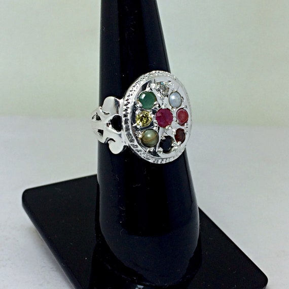 Buy Natural Certified Navratna Astrological 9 Nine Gemstone Ring in 925  Sterling Silver Handmade Ring for Men and Women Online in India - Etsy