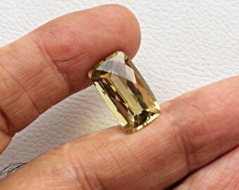 Fine Quality Faceted Lemon Quartz Rectangle Shape Gemstone eye clean Lemon Quartz for jewelry making