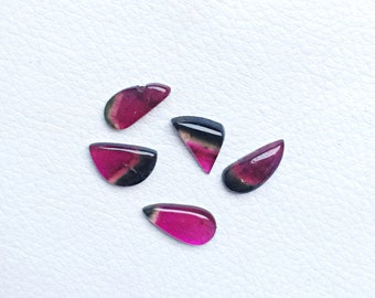 Gorgeous Tri Colour WaterMelon Tourmaline Gemstone Cabochons 5 pieces lot one of a kind Natural Gems for jewelry making supplies earring