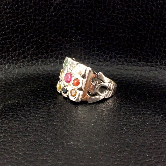 Silver navratna deals ring