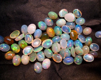 Fine Quality Multi Colour Flashy Ethopian Welo Opal 8x6 mm Oval Shape Gemstone Cabochons 5 pieces lot , Calibrated size cabs jewelry making