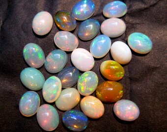 Fine Quality Multi Colour Flashy Ethopian Welo Opal 9x7 mm Oval Shape Gemstone Cabochons 5 pieces lot , Calibrated size cabs jewelry making