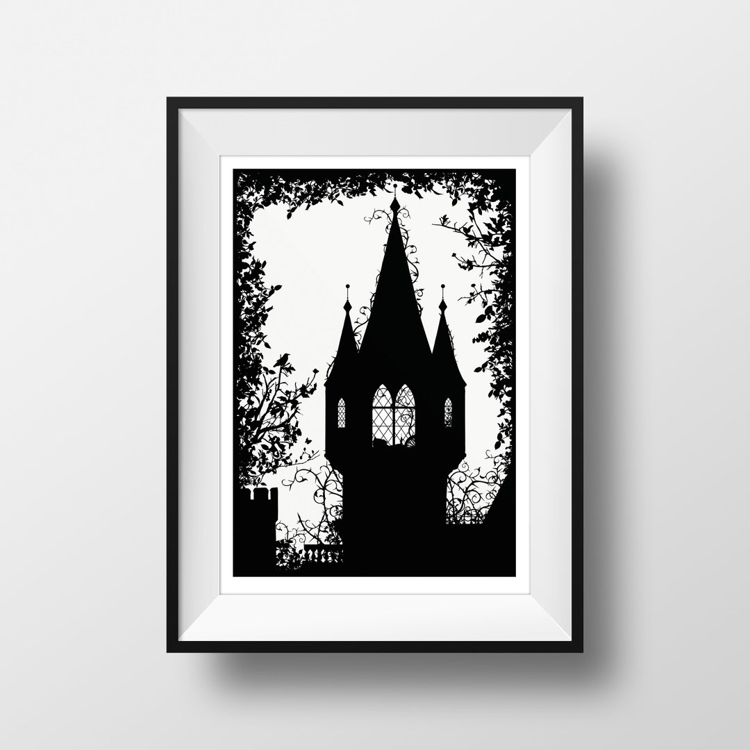 A5 Sleeping Beauty Silhouette Print 5.8" X 8.3" Charles Perrault ...