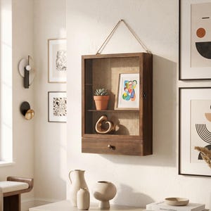 Memory Shadow Box Display Case with Glass Front, 11 Inch Wooden Keepsake Frame