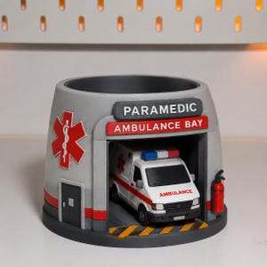 Ambulanssjukvårdare, skrivbordsorganisatör för ambulansstation, 3D-utskriven pennhållare