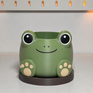 Frog Planter Pot, Hand-Painted Desk Organizer, Modern Minimalist Stationery Vessel