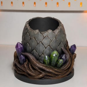 Dragon Egg Nest Pen Cup, Hand-Painted Fantasy Desk Organizer, Unique Mythical Stationery Vessel