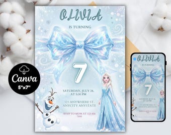 Frozen 3rd Birthday Invitation Frozen Invitation Princess Elsa Anna Party Invitation Girl Frozen Birthday Invite Theme EDITABLE Digital
