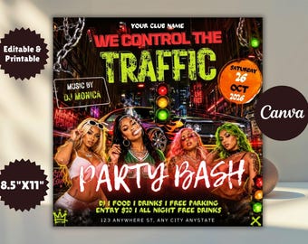 Trendy Traffic Party Flyer Template for Adult DJ Nightclub Events - Hot Girls Party Vibes