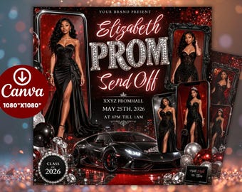 Prom Send Off Flyer, DIY Prom Flyer, Prom Canva Template, Prom Send Off, Prom Send Off Event, Editable, DIY Canva, Instant Download