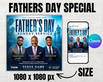 Father's Day Church Flyer Template: Editable Sunday Service (Digital Download)