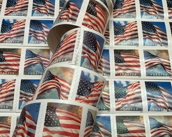 Self stick letter mail postage forever works us flag