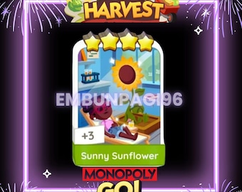 Girasole Soleggiato - Monopoly_Go HAPPY HARVEST - Adesivi 4 Stelle - Set 12 - Consegna Veloce
