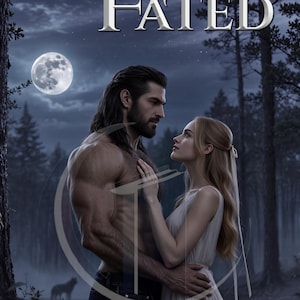 May include: Book cover for "Lunar Fated" by Garnet Orman. The image features a man and woman embracing in a forest setting under a full moon. The title is in large, stylized letters, with the author's name at the bottom.