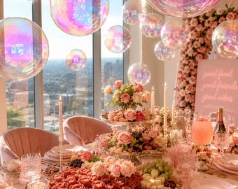 Globos de burbujas iridiscentes / Decoración holográfica para fiestas / Juego de globos de espejo de ensueño / Decoración estética de cumpleaños / Globo de sirena (1/2 unidades)
