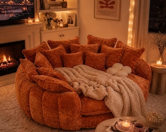 Oversized Cloud Sofa | Plush Chenille Lounge Couch | Cozy Aesthetic Furniture | Lounge  Couch with Pillows | Bed/Couch Modern Decor