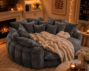 Oversized Cloud Sofa | Plush Chenille Lounge Couch | Cozy Aesthetic Furniture | Lounge  Couch with Pillows | Bed/Couch Modern Decor