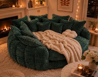 Oversized Cloud Sofa | Plush Chenille Lounge Couch | Cozy Aesthetic Furniture | Lounge  Couch with Pillows | Bed/Couch Modern Decor