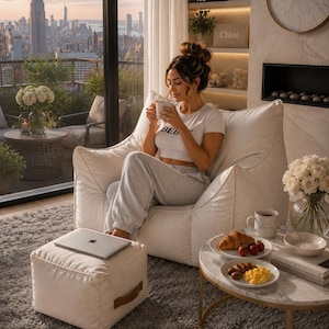Cloud Comfort Chair with Ottoman | Luxury Floor Seating | Reading Chair | Cozy Apartment Furniture | Floor Sofa | Accent Chair | Home Decor