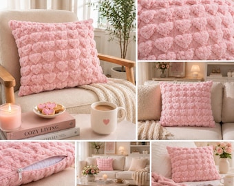 Luxus Herz Kissenbezug | Gemütlicher Plüsch Kissenbezug | Weiche Girly Couch Dekor | Ästhetische Kissenhülle | Niedliches Zimmer Dekor