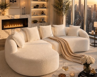 Boneless Cloud Sofa | Curved Modular Couch | Luxury Chenille Lounge Sofa | No Assembly Compression Couch | Cozy  Apartment Decor